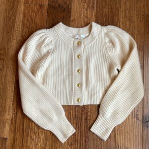 LoveShackFancy Cream Puff Sleeve Crop Cardigan